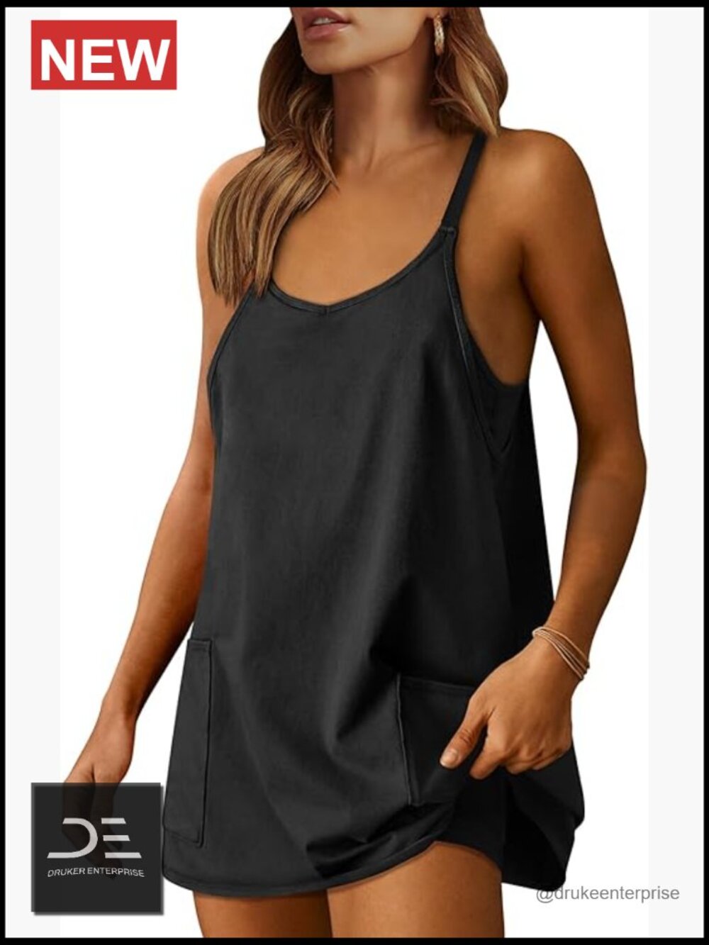 Active Mini Dress with Built-in Shorts, Polyester Rayon Spandex